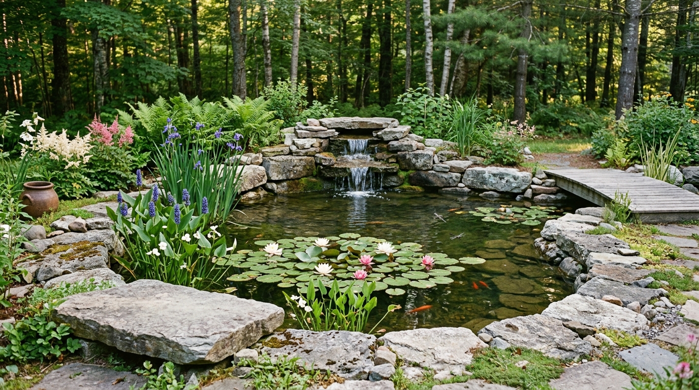 Le bassin terminé en été